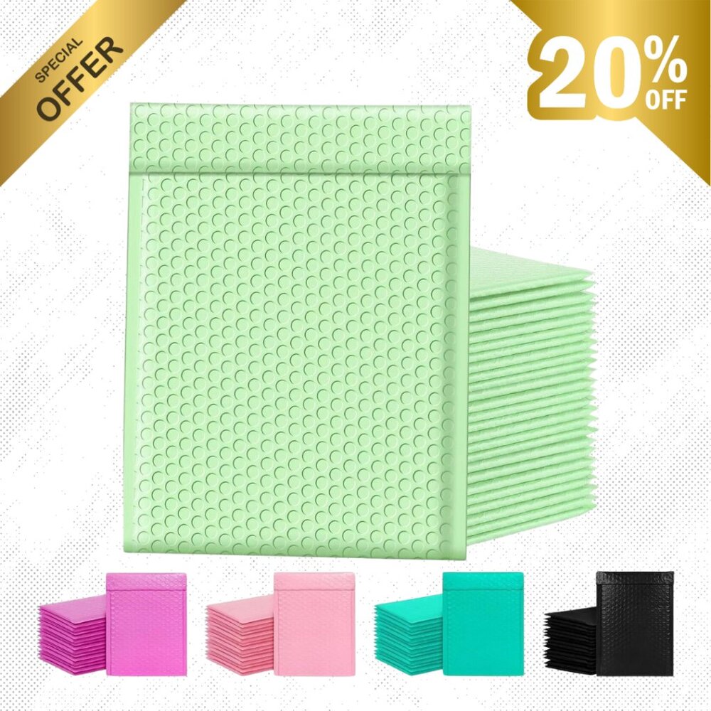 100 Pack Extra Wide 4"x6" Poly Bubble Mailers – White Color